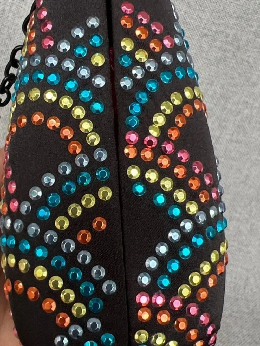 Kurt Geiger Crystal Clutch Bag Rainbow Design + Chain Shoulder Strap NWT